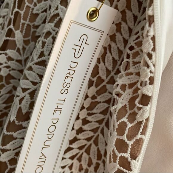 Dress The Population Women's White Beige Lace Sacha Shoulder-H3 - Picture 11 of 12